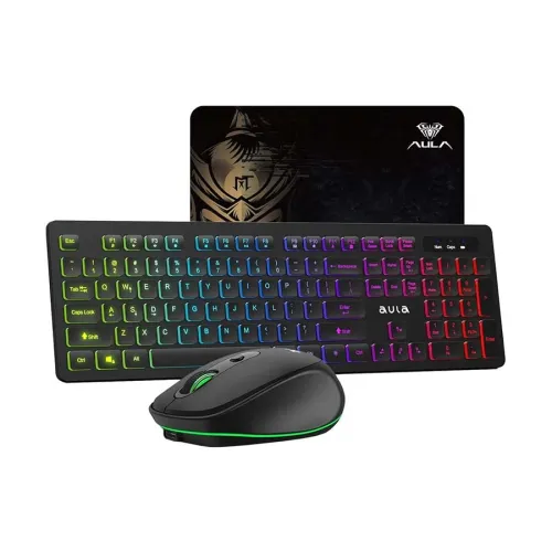 [0000396] AULA AC208 Wireless Rechargeable Keyboard Mouse & Mouse Pad Combo