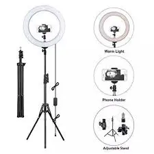 [0006574] 14 INCH (NONPOLAR DIMMING) WITH REMOT LIVE LIGHT USSTANDARD PLUG BLACK STUDIO PHOTOGRAPHY PHOTO RING FILL LIGHT TRIPOD FOR LIVE STREAM