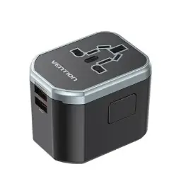 VENTION FJCB0 3-Port USB (C + A + A) Universal Travel Adapter (20W/18W/18W) Black