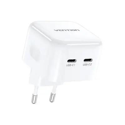 VENTION FBPW0-EU 2-Port USB-C 35W GaN Charger - White
