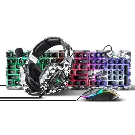 [0007455] Onikuma TZ3005 3-in-1 RGB Wired Keyboard, Mouse, Headset Gaming Combo (Black)
