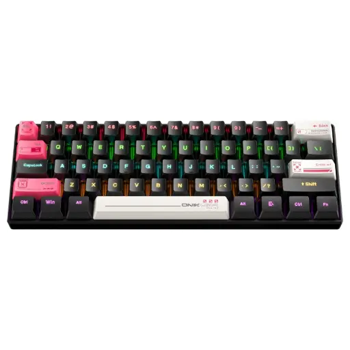 [04738] Onikuma G55 61 Keys RGB Colorful Lighting Wired Gaming Mechanical Keyboard – Brown Switch Black
