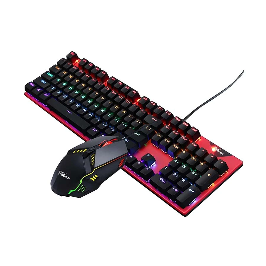 Pc Power Flare Combo RGB Wired (Blue Switch) Red & Black Mechanical Gaming Keyboard & Mouse Combo