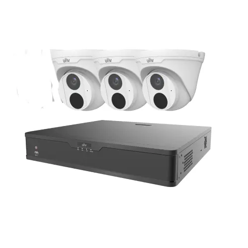Uniview 4-Chanel NVR 3 Unit 3MP IP Camera Package Without Monitor 