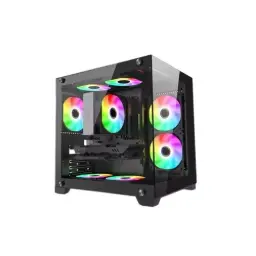 Wintech PANDORAS BOX X2 Pre-Install 7 Colourful ARGB Fan M-ATX Gaming PC Casing (Black)