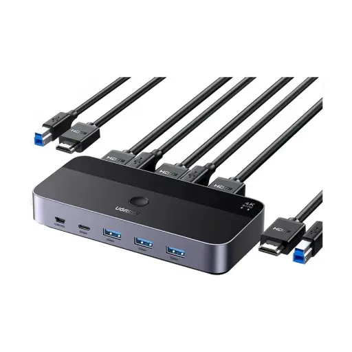 Ugreen CM664 (15707) HDMI KVM Black & Gray Switch with 4 USB Port #15707 