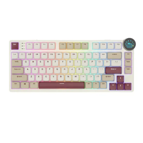 [0007899] Royal Kludge N80 Low-Profile Red Switch Tri-Mode RGB Mechanical Keyboard Rosy Clouds 