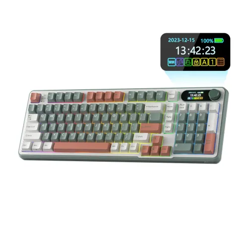 Royal Kludge S98 Tri-Mode Hot-Swappable Chartreuses Switch Mechanical Keyboard With Display 