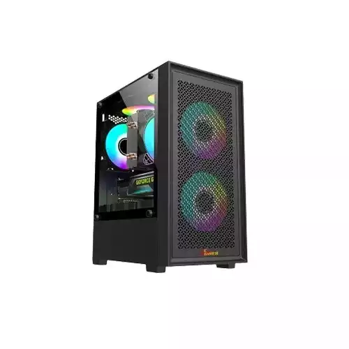 Pc Power Dark Flow Mesh X2 Mid Tower M-ATX Gaming Case With 230W PSU (Black) 