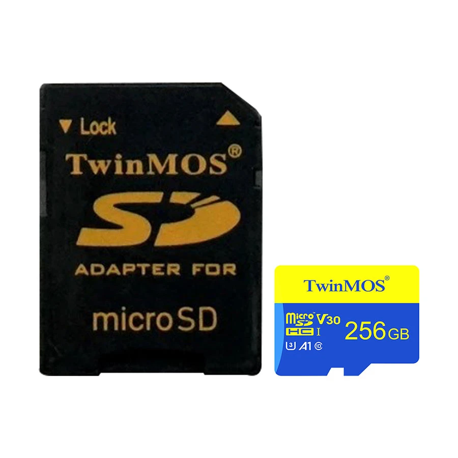 TwinMOS 256GB MicroSDXC UHS-I U3 Class 10 V30 Memory Card with Adapter #TM256MSDXC10V30U3 
